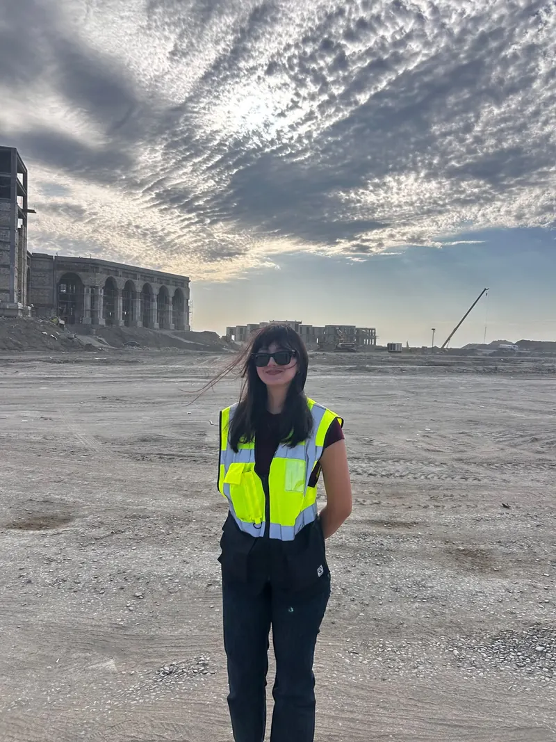 Asmar Ibrahimova on a construction site